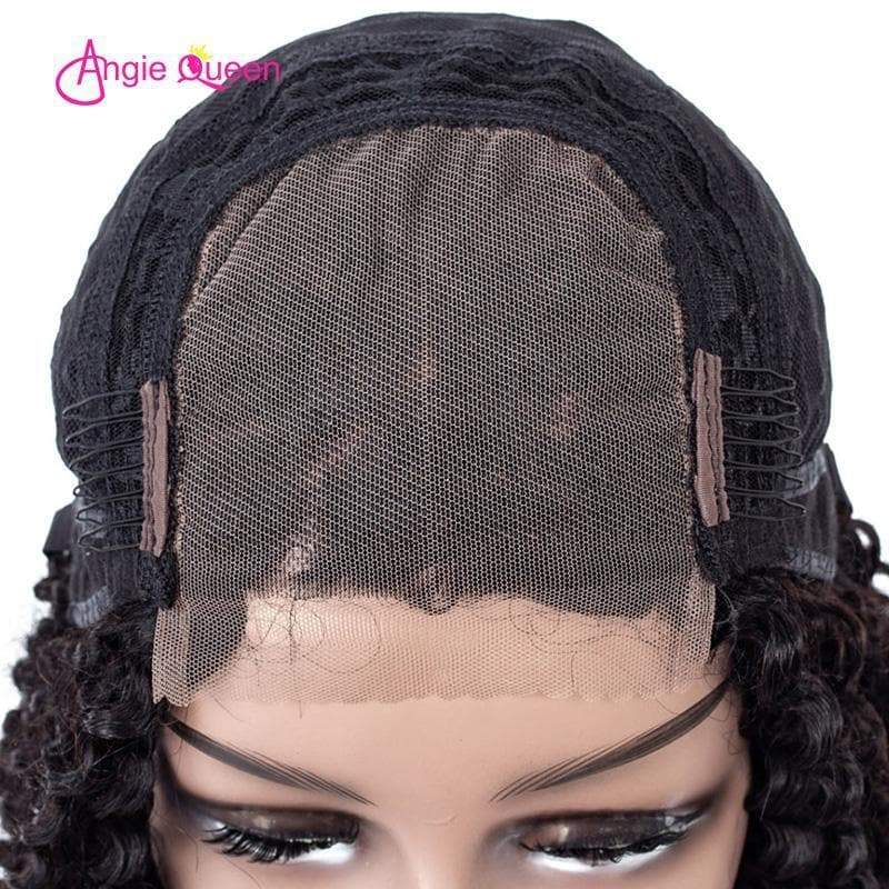 Angie Queen 4*4 Lace Closure Wigs Brazilian Curly Human Hair Wigs 180% Density Pre-plucked