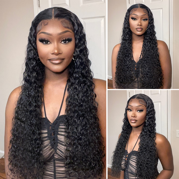 Angie Queen 13x4 Lace Front Wigs Peruvian Water Wave Human Hair Wigs 180% Density Pre-plucked