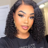 Angie Queen Bob Lace Wigs Brazilian Curly Human Hair Wigs Pre-plucked