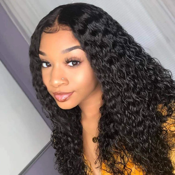 Angie Queen 4*4 Lace Closure Wigs Malaysian Deep Wave Human Hair Wigs 180% Density Pre-plucked